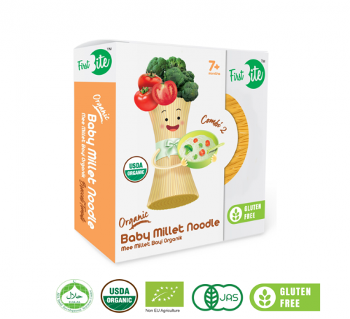 COMBI 2 (BROCCOLI + TOMATO) - GLUTEN FREE ORGANIC BABY MILLET NOODLE