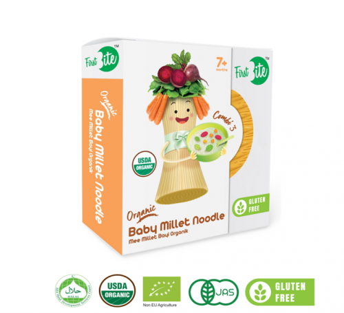 COMBI 3 (BEET ROOT + SPINACH + CARROT) - GLUTEN FREE ORGANIC BABY MILLET NOODLE